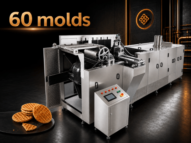 60 molds soft waffle production line configuration