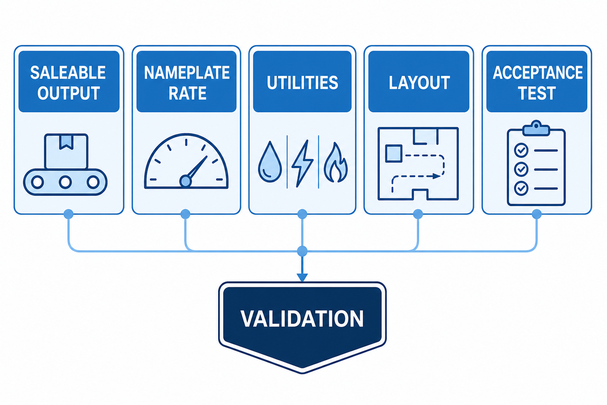 Size the line from saleable output and facility limits — UDTECH (UD Company)
