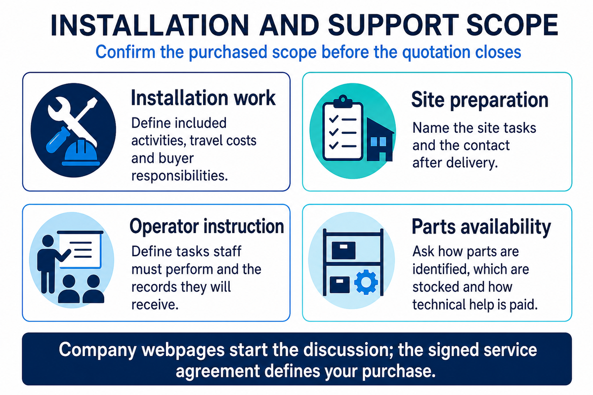 Confirm Installation, Training and Parts Availability — UDTECH
