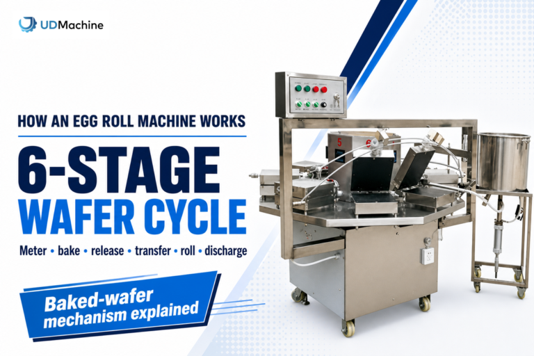 How Does an Egg Roll Machine Work? 6-Stage Wafer Cycle
