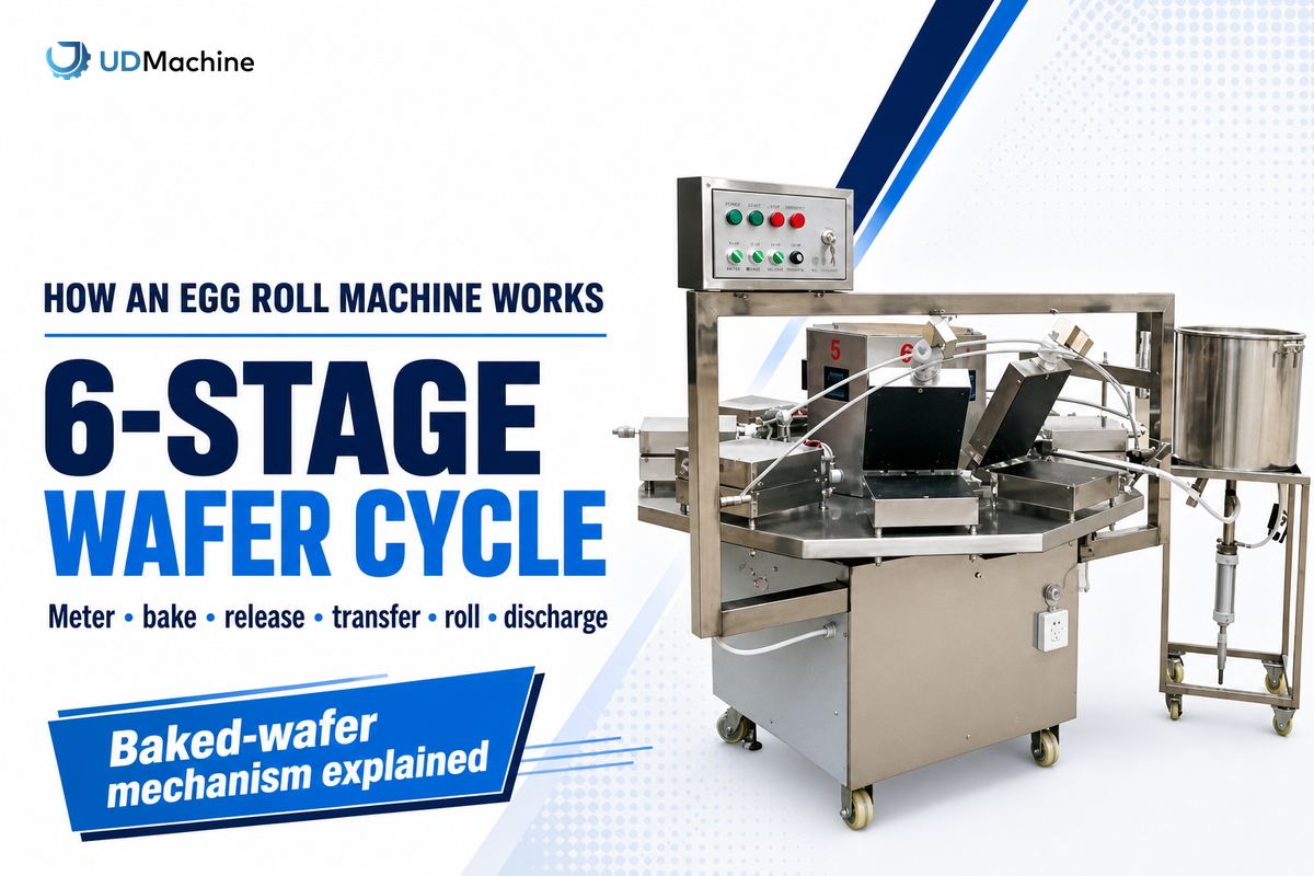 How Does an Egg Roll Machine Work? 6-Stage Wafer Cycle