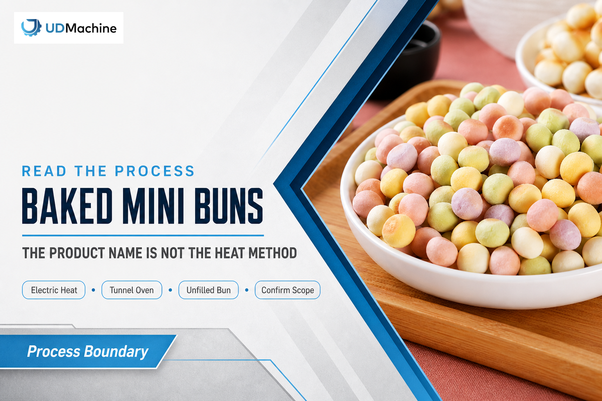 Baked mini buns from the YT-XMT800 route show why the product label does not prove a steaming process