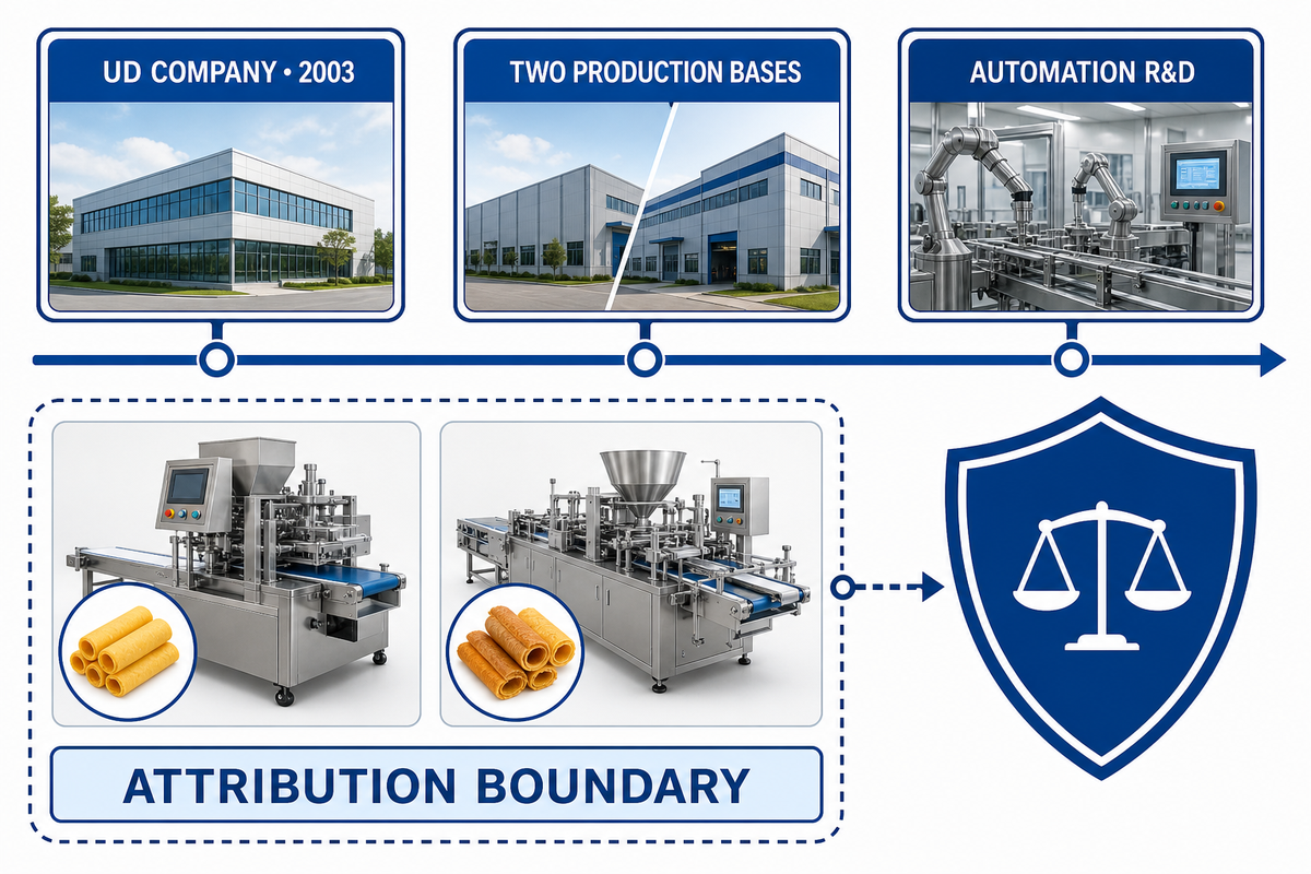 Attributed UD Company background panel with an explicit boundary around soft waffle performance claims.