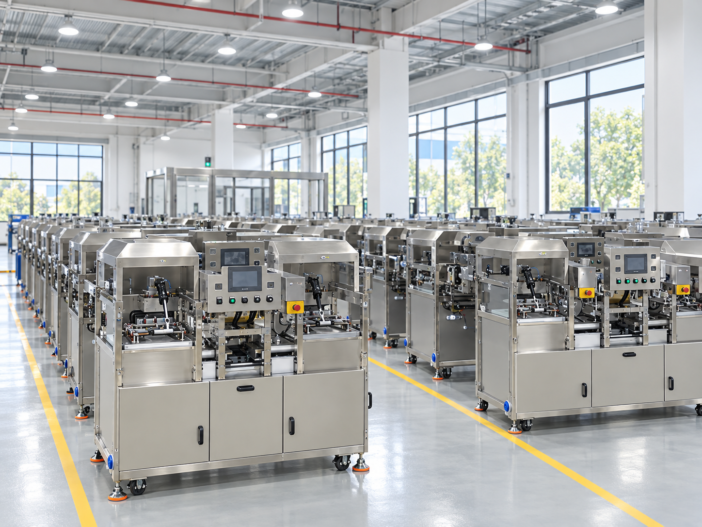 Factory environment with food production equipment