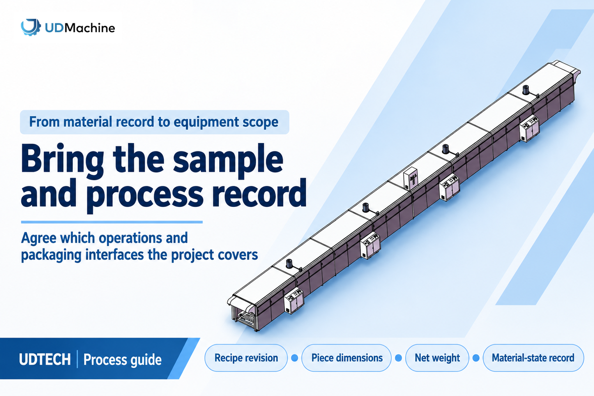 Product sample and process records define the equipment discussion; UDTECH equipment-section rendering.